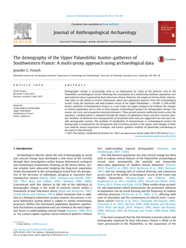 The Demography of the Upper Palaeolithic Hunterâ