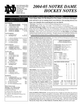 2004-05 Notre Dame Hockey Notes