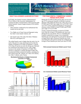 Federal Aviation Administration SPECIAL EDITION October 30, 2003 in FY2003, the Federal Aviation Administration's (FAA)