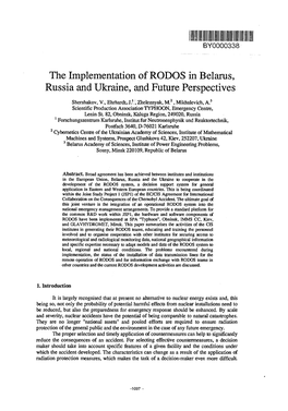 The Implementation of RODOS in Belarus, Russia and Ukraine, and Future Perspectives