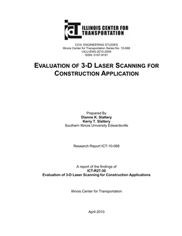 Evaluation of 3-D Laser Scanning for Construction Application