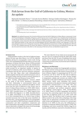 Chec List Fish Larvae from the Gulf of California to Colima, Mexico