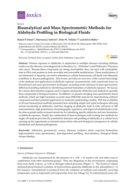 Bioanalytical and Mass Spectrometric Methods for Aldehyde Profiling in Biological Fluids