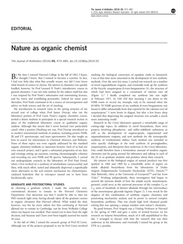 Nature As Organic Chemist