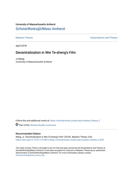 Decentralization in Wei Te-Sheng's Film
