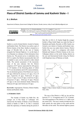Flora of District Samba of Jammu and Kashmir State - I