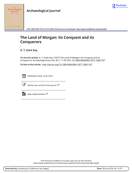 The Land of Morgan: Its Conquest and Its Conquerors
