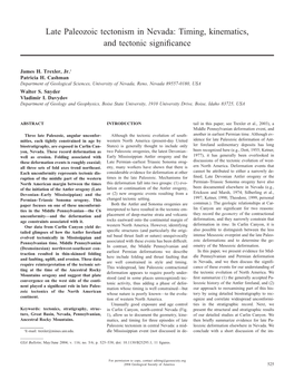 Late Paleozoic Tectonism in Nevada: Timing, Kinematics, and Tectonic Signi®Cance