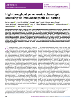 High-Throughput Genome-Wide Phenotypic Screening Via Immunomagnetic Cell Sorting