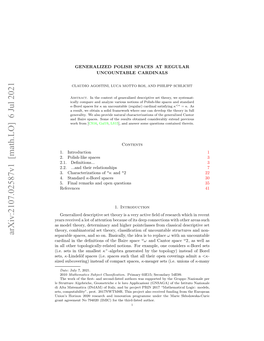 Generalized Polish Spaces at Regular Uncountable Cardinals 3