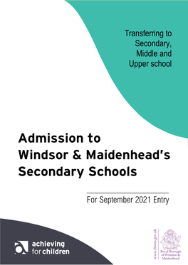 Admission to Windsor & Maidenhead's Secondary Schools