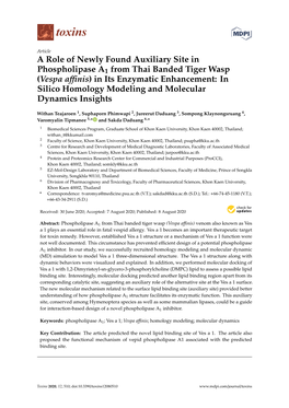 A Role of Newly Found Auxiliary Site in Phospholipase A1 from Thai