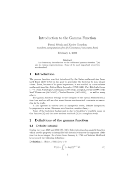 Introduction to the Gamma Function