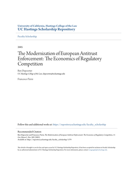 The Modernization of European Antitrust Enforcement: the Economics of Regulatory Competition, 13 Geo