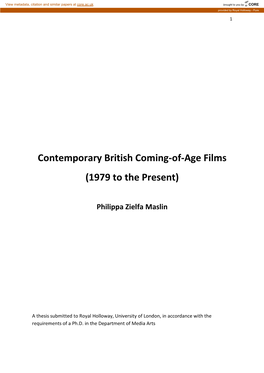 Contemporary British Coming-Of-Age Films (1979 to the Present)