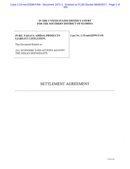 Nissan Settlement Agreement