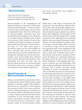 Myrmecomorphy Signal Properties of Myrmecomorphic Arthropods