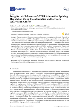 Insights Into Telomerase/Htert Alternative Splicing Regulation Using Bioinformatics and Network Analysis in Cancer