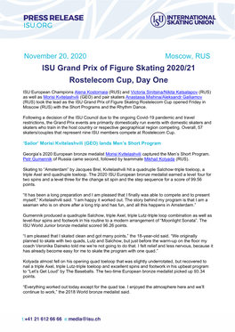 ISU Grand Prix of Figure Skating 2020/21 Rostelecom Cup, Day One