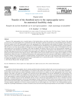 Transfer of the Rhomboid Nerve to the Suprascapular Nerve