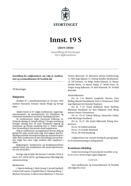 Innstilling Nr. 19 S