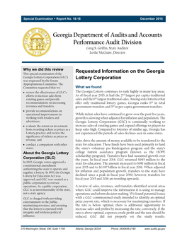 Georgia Department of Audits and Accounts Performance Audit Division Greg S