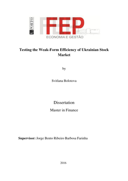 Testing the Weak-Form Efficiency of Ukrainian Stock Market