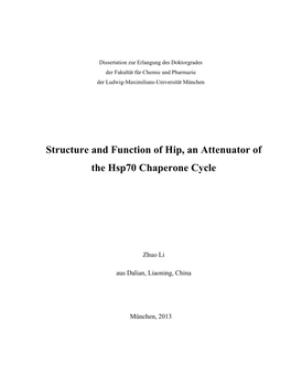 Structure and Function of Hip, an Attenuator of the Hsp70 Chaperone Cycle