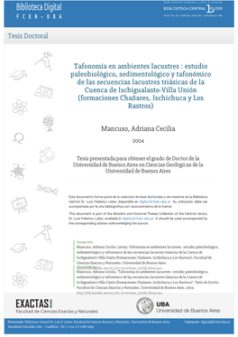 Tesis Doctoral Tafonomía En Ambientes Lacustres