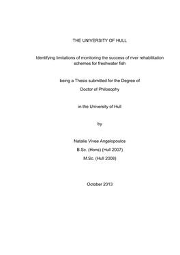 THE UNIVERSITY of HULL Identifying Limitations of Monitoring