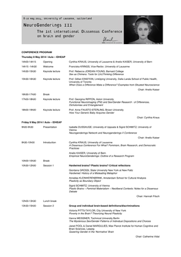 CONFERENCE PROGRAM Thursday 8 May 2014 | Aula – IDHEAP 14H00