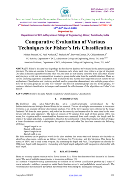 Comparative Evaluation of Various Techniques for Fisher's Iris