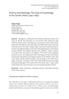 The Case of Cosmology in the Soviet Union, 1947–1963
