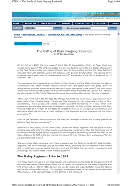 The Battle of Pasir Panjang Revisited Page 1 of 6