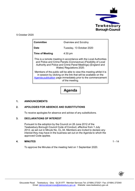 (Public Pack)Agenda Document for Overview and Scrutiny, 13/10/2020