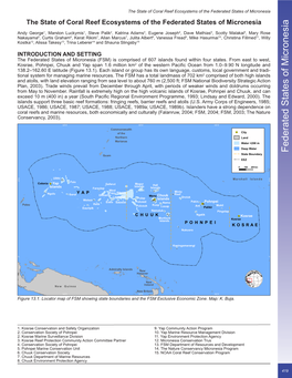 The State of Coral Reef Ecosystems of the Federated States of Micronesia the State of Coral Reef Ecosystems of the Federated States of Micronesia