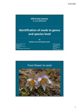 Identification of Seeds to Genus and Species Level