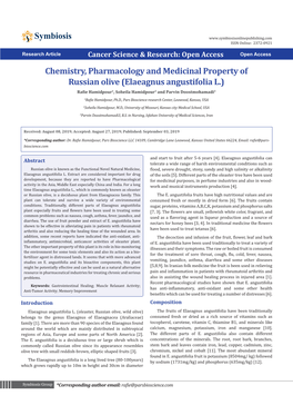 Chemistry, Pharmacology and Medicinal Property of Russian Olive