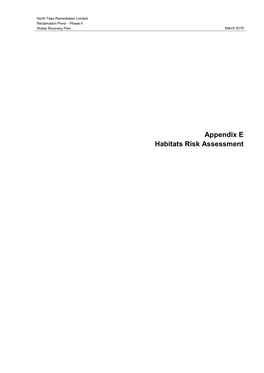 Appendix E Habitats Risk Assessment