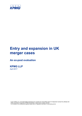 Entry and Expansion in UK Merger Cases: an Ex-Post Evaluation