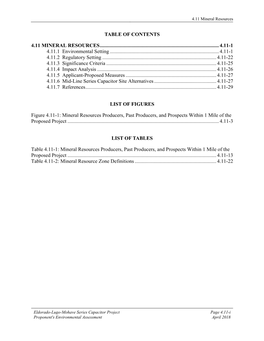 Table of Contents 4.11 Mineral Resources