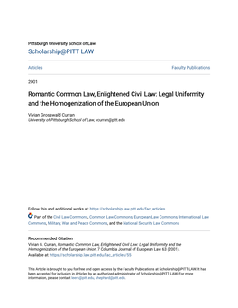 Legal Uniformity and the Homogenization of the European Union