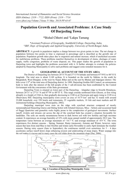 A Case Study of Darjeeling Town *Bishal Chhetri and °Lakpa Tamang