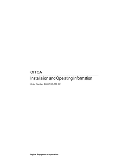 CITCA Installation and Operating Information
