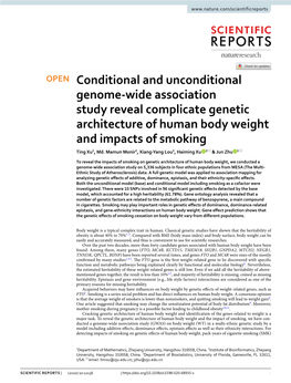 Conditional and Unconditional Genome-Wide Association Study Reveal Complicate Genetic Architecture of Human Body Weight and Impa