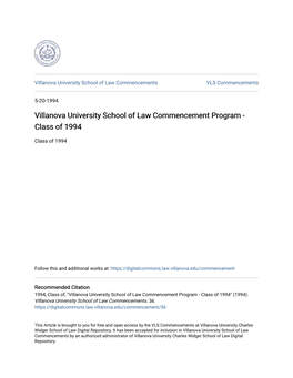 Villanova University School of Law Commencement Program - Class of 1994