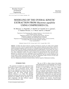 MODELING of the OVERAL KINETIC EXTRACTION from Maytenus Aquifolia USING COMPRESSED CO2