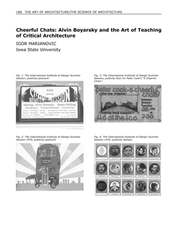 Alvin Boyarsky and the Art of Teaching of Critical Architecture IGOR MARJANOVIC Iowa State University