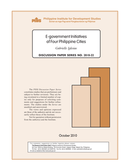 E-Government Initiatives of Four Philippine Cities Gabrielle Iglesias