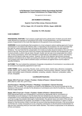 In Re Bessemer Trust Company's Interim Accountings and Initial Application for Corpus Commissions for Phipps Family Trusts 1